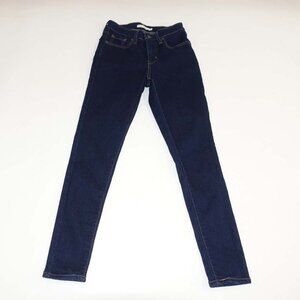 Levi's Women's 721 High Rise Skinny Jeans Size 25 Dark Blue 27" Inseam Stretch
